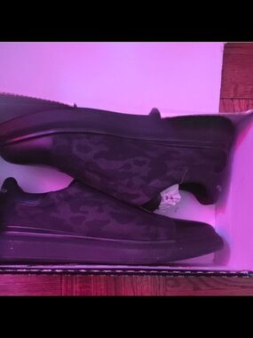 Karl Lagerfeld Men's Black Camo Print Slip-On Sneakers